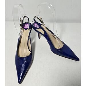 Faconnable Women’s Slingback Royal Blue Heeled Shoes Sz 6 N Made in Italy